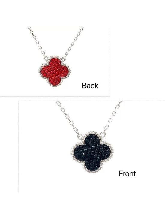 Jewelry - 18k Gold Plated sterling silver Clover Red and Blue reversible necklace 16-18"